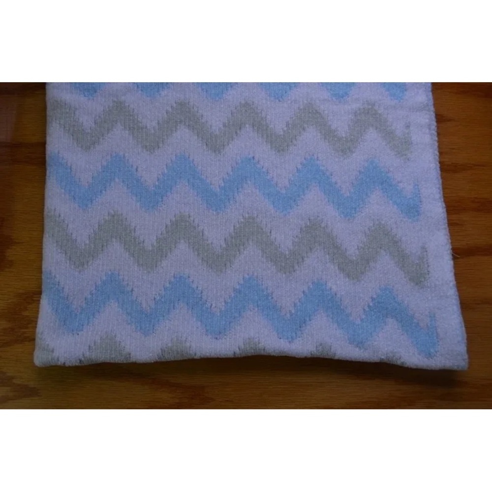 Demdaco Nat & Jules Chevron Baby Blanket Blue Gray White Security Lovey
